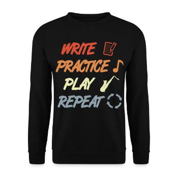 Write Practice Play Repeat - Unisex Sweatshirt - black - Front - Alina (178cm) & Michal (187cm)