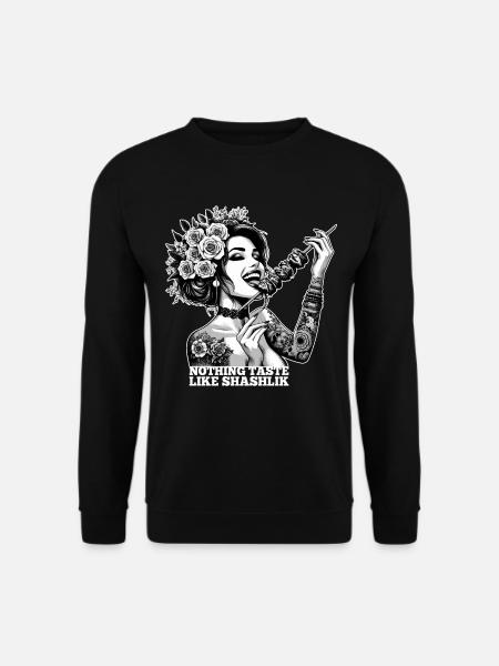 Schaschlik lecker Frau Tattoo Geschenk - Unisex Pullover - Schwarz