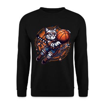 Basket-ball chat Dunking lunettes cadeau - Sweat-shirt Unisexe - noir - Devant - Alina (178cm) & Michal (187cm)