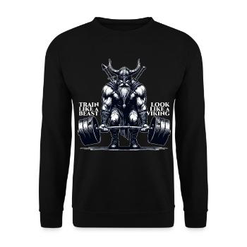 Wikinger Kreuzheben Geschenk - Unisex Pullover - Schwarz - Vorne - Alina (178cm) & Michal (187cm)