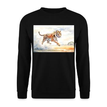 Tiger in Action - Unisex Sweatshirt - black - Front - Alina (178cm) & Michal (187cm)
