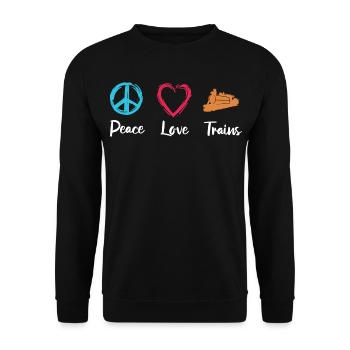 Peace Love Trains - Unisex Sweatshirt - black - Front - Alina (178cm) & Michal (187cm)