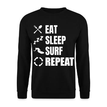 Manger, dormir, surfer, répéter - Sweat-shirt Unisexe - noir - Devant - Alina (178cm) & Michal (187cm)