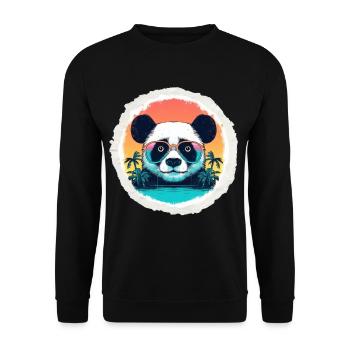 Baby-Panda im Urlaub - Unisex Pullover - Schwarz - Vorne - Alina (178cm) & Michal (187cm)