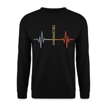 Flöte Herzschlag Retro - Unisex Pullover - Schwarz - Vorne - Alina (178cm) & Michal (187cm)