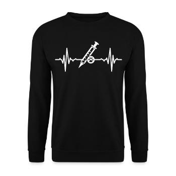 Veterinarian Syringe Heartbeat - Unisex Sweatshirt - black - Front - Alina (178cm) & Michal (187cm)