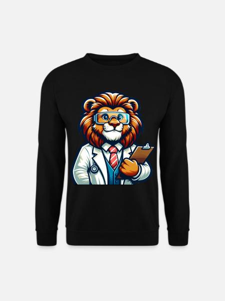 Cute Lion Scientist - Unisex Sweatshirt - black