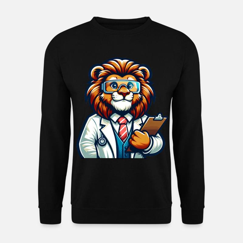 Cute Lion Scientist - Unisex Pullover - Schwarz