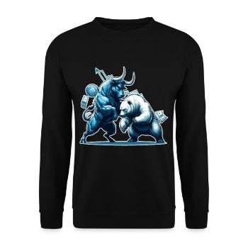 Finance Taureau Bear Fight Wall Street cadeau - Sweat-shirt Unisexe - noir - Devant - Alina (178cm) & Michal (187cm)