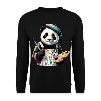 Cute Panda Artist - Unisex Sweatshirt - black - Front - Alina (178cm) & Michal (187cm)