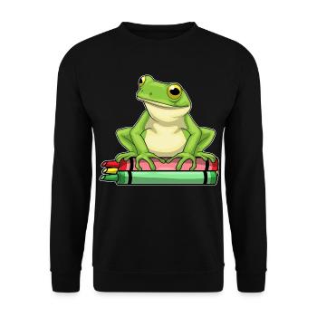 Frosch Schüler Wachsmalstifte Schule - Unisex Pullover - Schwarz - Vorne - Alina (178cm) & Michal (187cm)