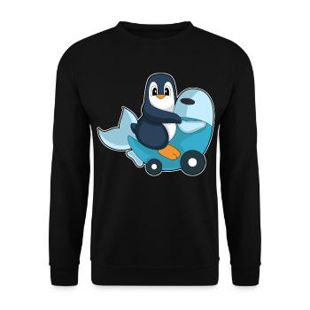 Pinguin Motorroller - Unisex Pullover - Schwarz - Vorne - Alina (178cm) & Michal (187cm)