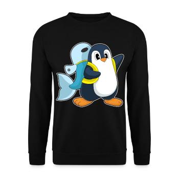 Pinguin Schüler Rucksack Schule - Unisex Pullover - Schwarz - Vorne - Alina (178cm) & Michal (187cm)