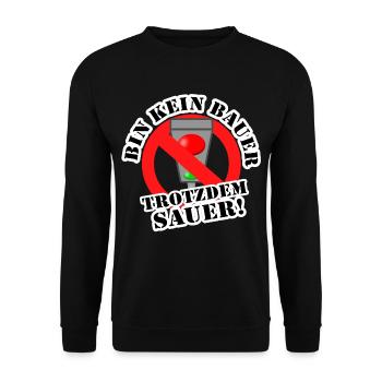 Bin kein Bauer trotzdem sauer! - Unisex Pullover - Schwarz - Vorne - Alina (178cm) & Michal (187cm)