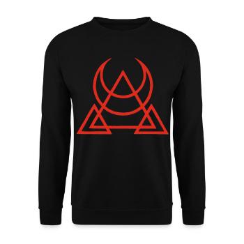 Rotes Symbol der ägyptischen Pyramiden - Unisex Pullover - Schwarz - Vorne - Alina (178cm) & Michal (187cm)