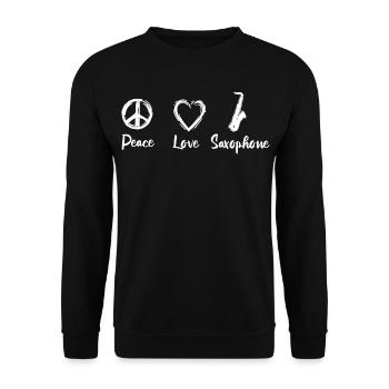 Peace Love Saxophones - Sweat-shirt Unisexe - noir - Devant - Alina (178cm) & Michal (187cm)