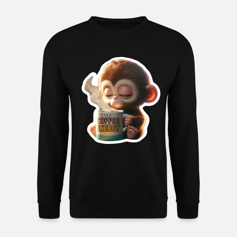 Kaffee Energie Affe Illustration - Unisex Pullover - Schwarz