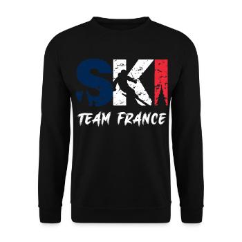 Ski Team France Emblem - Sweat-shirt Unisexe - noir - Devant - Alina (178cm) & Michal (187cm)