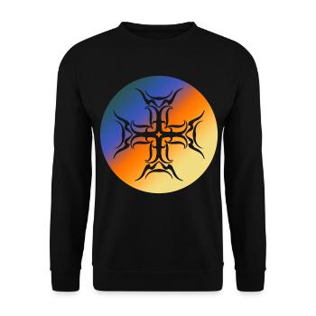 Roundel Tribal Cross Colorful Gradient T-Shirt - Unisex Sweatshirt - black - Front - Alina (178cm) & Michal (187cm)