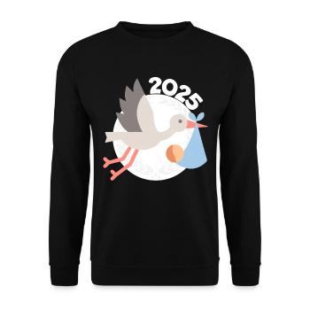Stork with baby 2025 - Unisex Sweatshirt - black - Front - Alina (178cm) & Michal (187cm)