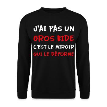 J’ai pas un gros bide c’est le miroir qui déforme - Sweat-shirt Unisexe - noir - Devant - Alina (178cm) & Michal (187cm)