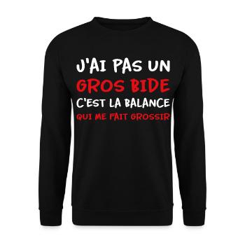 J’ai pas un gros bide la balance qui fait grossir - Sweat-shirt Unisexe - noir - Devant - Alina (178cm) & Michal (187cm)