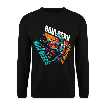 Bouldern Gecko Seil? Geschenk - Unisex Pullover - Schwarz - Vorne - Alina (178cm) & Michal (187cm)