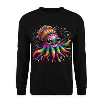 Octopus, Jellyfish, Sea, Colorful Animals, Hippie - Unisex Sweatshirt - black - Front - Alina (178cm) & Michal (187cm)
