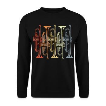Retro Trompete - Unisex Pullover - Schwarz - Vorne - Alina (178cm) & Michal (187cm)
