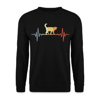 ECG de chat Heartbeat Oldschool - Sweat-shirt Unisexe - noir - Devant - Alina (178cm) & Michal (187cm)