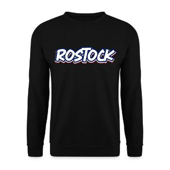 Rostock Schriftzug in blau weiss rot - Unisex Pullover - Schwarz - Vorne - Alina (178cm) & Michal (187cm)