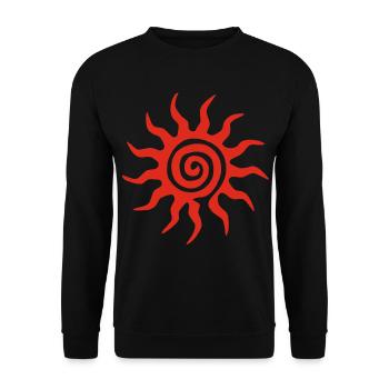 Spirale Rote Sonne - Unisex Pullover - Schwarz - Vorne - Alina (178cm) & Michal (187cm)