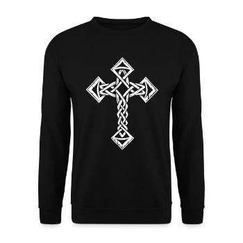Keltisches Kreuz - Unisex Pullover - Schwarz - Vorne - Alina (178cm) & Michal (187cm)