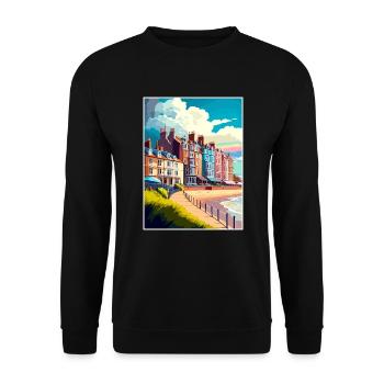 Cromer England Vintage Reiseposter WPA Souvenir - Unisex Pullover - Schwarz - Vorne - Alina (178cm) & Michal (187cm)