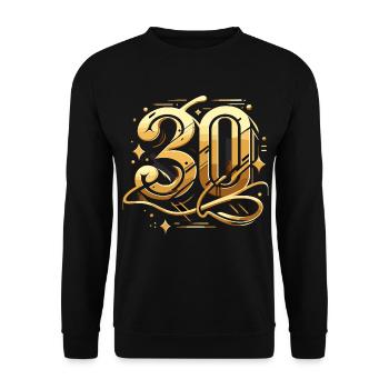 30 ans Gold Graffiti 30e cadeau d’anniversaire - Sweat-shirt Unisexe - noir - Devant - Alina (178cm) & Michal (187cm)