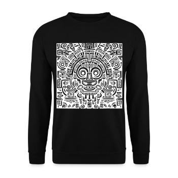Inka, Azteken, Maya Muster, Artwork - Unisex Pullover - Schwarz - Vorne - Alina (178cm) & Michal (187cm)