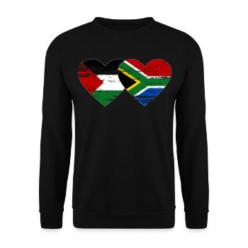 Palestine South Africa Flag Heart Used - Unisex Sweatshirt - black - Front - Alina (178cm) & Michal (187cm)