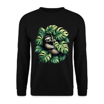 Cadeau de paresseux Monstera deliciosa - Sweat-shirt Unisexe - noir - Devant - Alina (178cm) & Michal (187cm)