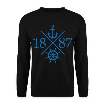 1887 Hamburg Anker - Unisex Pullover - Schwarz - Vorne - Alina (178cm) & Michal (187cm)