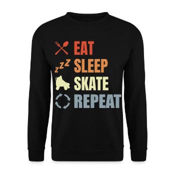 Eat Sleep Skate Repeat - Unisex Pullover - Schwarz - Vorne - Alina (178cm) & Michal (187cm)