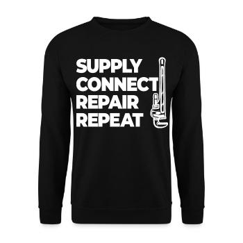 Supplying, connecting, repairing, plumbing - Unisex Sweatshirt - black - Front - Alina (178cm) & Michal (187cm)