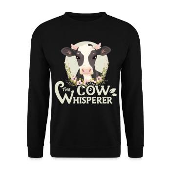 Kuh Flüsterer - Cow Whisperer Bauernhof Landleben - Unisex Pullover - Schwarz - Vorne - Alina (178cm) & Michal (187cm)
