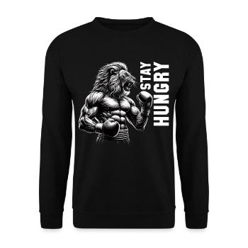 Lion Roars Stay Hungry Boxer Boxing Gift - Unisex Sweatshirt - black - Front - Alina (178cm) & Michal (187cm)