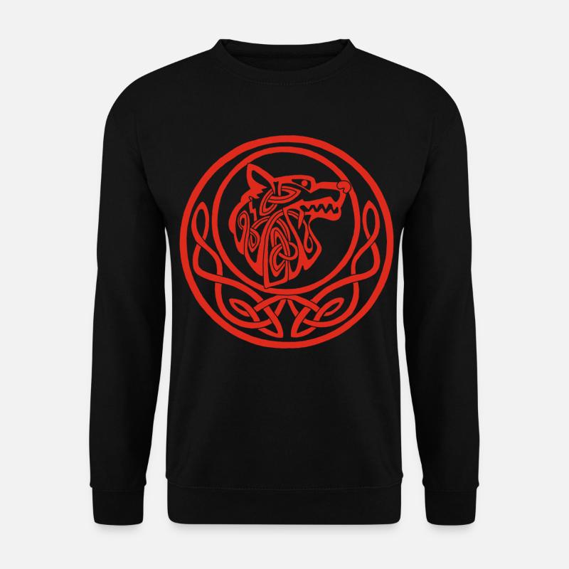 Roter Wolf Mondsymbol - Unisex Pullover - Schwarz