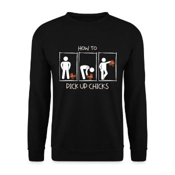 How to pick up girls - How to pick up chicks. - Unisex Sweatshirt - black - Front - Alina (178cm) & Michal (187cm)
