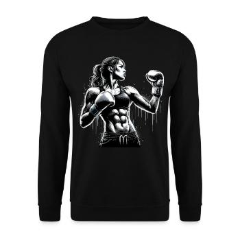 Boxer Strong Woman Boxing Women Boxing Gift - Unisex Sweatshirt - black - Front - Alina (178cm) & Michal (187cm)