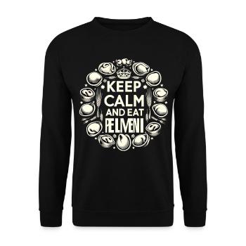 Keep Calm and Eat Pelmeni Gift - Unisex Sweatshirt - black - Front - Alina (178cm) & Michal (187cm)