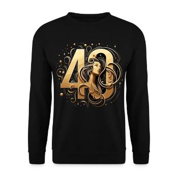 40 Jahre Gold Frau 40. Geburtstag Geschenk - Unisex Pullover - Schwarz - Vorne - Alina (178cm) & Michal (187cm)