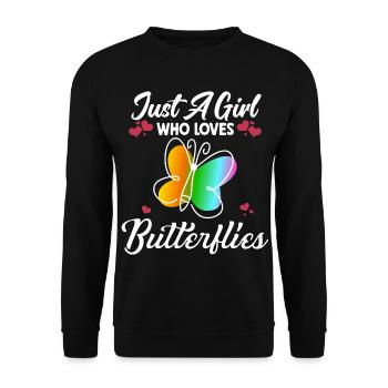 Only one girl loves butterflies spring - Unisex Sweatshirt - black - Front - Alina (178cm) & Michal (187cm)