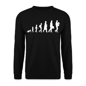 Entwicklung vom Kind zum Waldhornisten - Unisex Pullover - Schwarz - Vorne - Alina (178cm) & Michal (187cm)